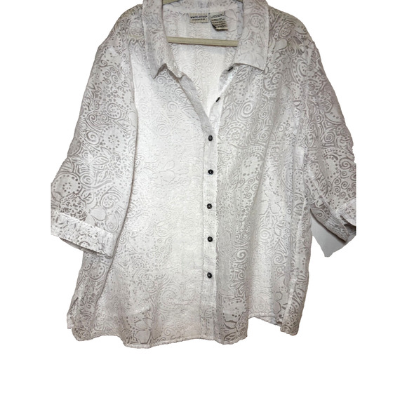 White Stag Tops - Women's Plus sz 26/28 White Top Jacket Cover Up Lace Embroidered sheer romantic
